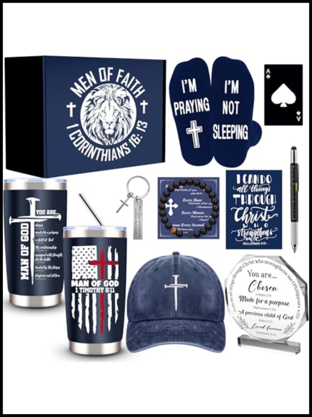 Christian Gift Set 10 Pc Stainless Steel Tumbler Bible Verse Gift Box